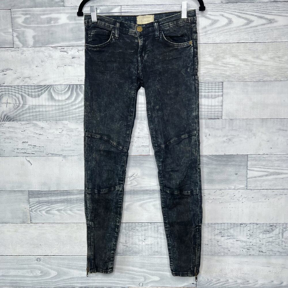 Current/Elliott Acid Wash Moto Jeans